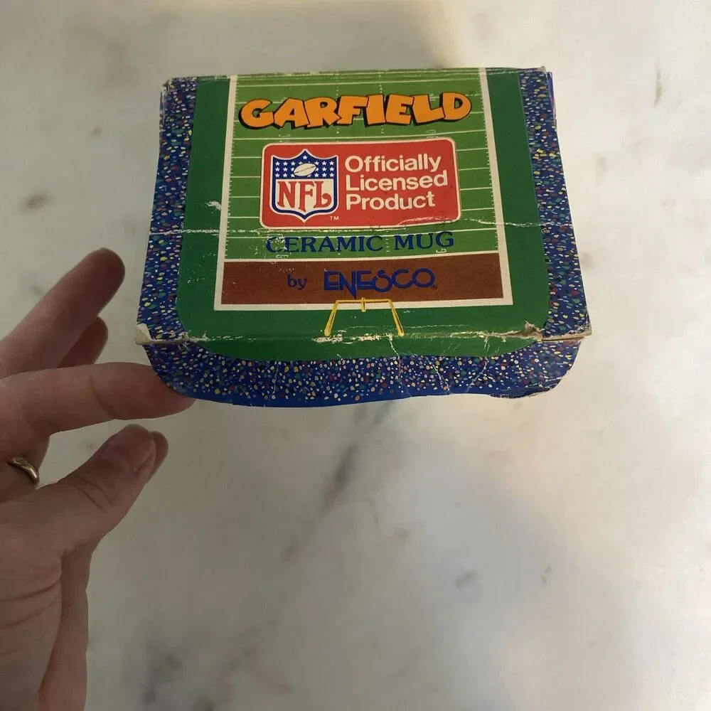 Vintage Enesco Coffee Cup NFL New York Giants X Garfield Otis Mug w/ Box